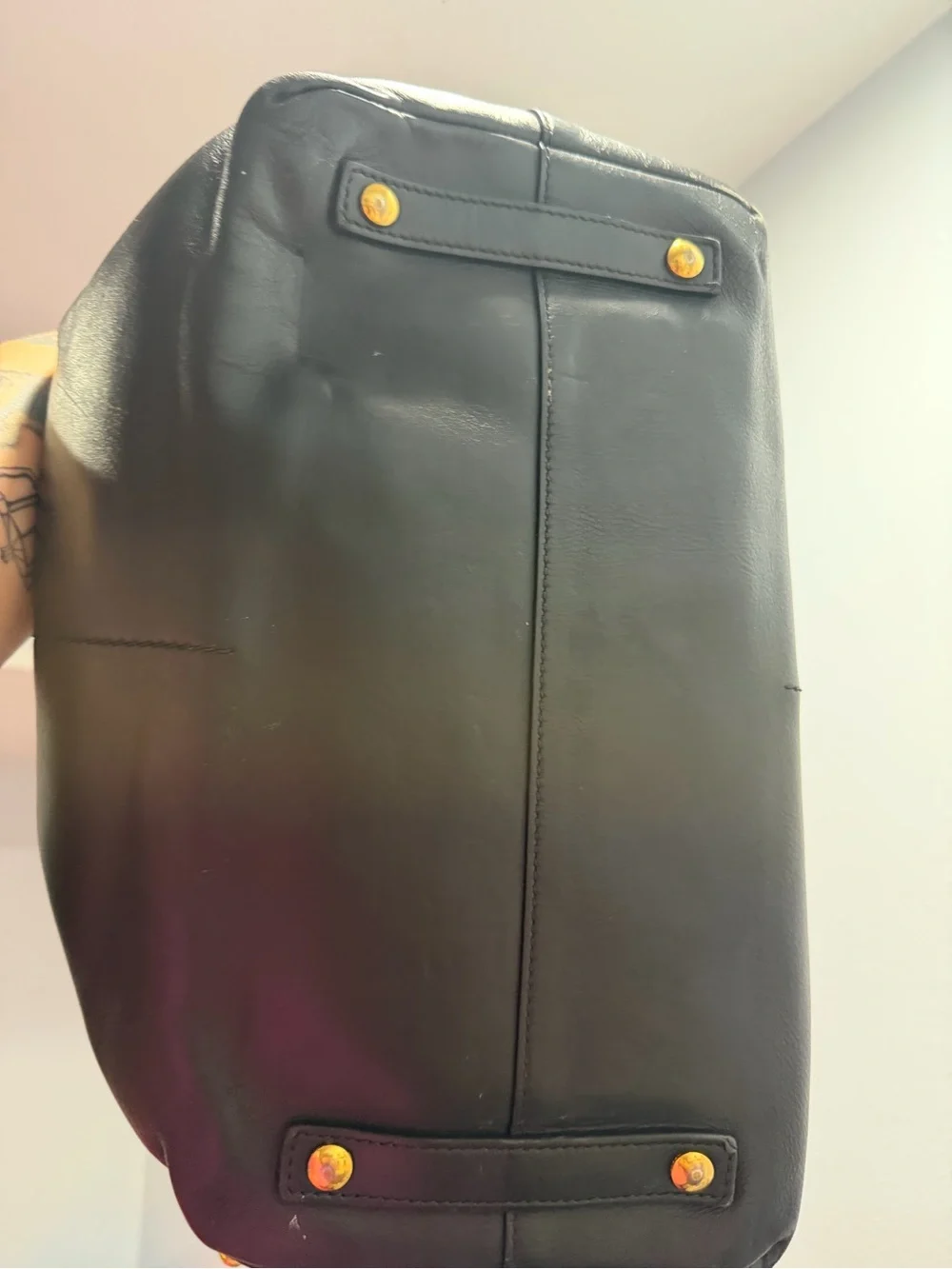 Burberry Black Leather and Beige Checked Duffel Bag